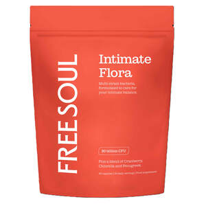 Image for mark UK00004278847 FREE SOUL Intimate Flora Multi-strain bacteria, formulated to care for your intimate balance. 20 billion CFU Plus a blend of Cranberry, Chlorella and Fenugreek. 60 capsules | 30 daily servings | Food supplement