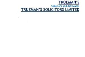 Image for mark UK00004382182 TRUEMAN'S
TRUEMAN'S SOLICITORS AND ADVOCATES
TRUEMAN'S SOLICITORS LIMITED