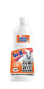 Image for mark UK00004209664 FOR THE TOUGHEST BLOCKAGES NEW BRILLO 100% DRAIN CLEAR IN JUST 30 MINS KITCHEN BATHROOM OUTDOORS MULTI-PURPOSE DRAIN UNBLOCKER GOOD HOUSEKEEPING INSTITUTE APPROVED 2024