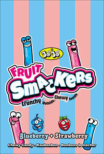 Image for mark UK00004172606 JOJO - FRUIT SMACKERS - CRUNCHY OUTSIDE, CHEWY INSIDE - BLUEBERRY + STRAWBERRY -  CHEWY CANDY - KAUBONBON - BONBONS &Agrave; M&Acirc;CHER