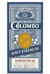 Image for mark UK00004214933 COLOMBO 7 NAVY STRENGTH 
ORIGINAL RECIPE 
SINGLE BATCH 
RATION NAVY DRY GIN 
HANDCRAFTED IN SMALL BATCHES 
PRODUCED AND BOTTLED IN ENGLAND CINNAMON GARDENS COLOMBO
