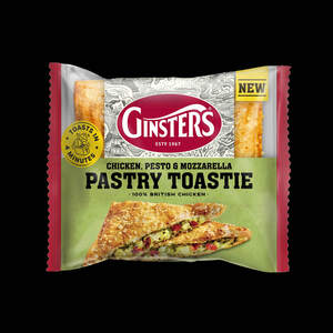 Image for mark UK00004268665_1of3 GINSTERS ESTD 1967 CHICKEN PESTO & MOZZARELLA PASTRY TOASTIE