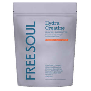 Image for mark UK00004279323 FREE SOUL Hydra Creatine CREATINE + ELECTROLYTES Premium quality strength* and electrolyte blend. STRAWBERRY AND MANGO FLAVOUR CreaDrate™ Complex Micronised Creatine Premium Electrolytes Coconut Water Powder Himalayan Pink Salt Vitamin C AstraGin® 285g | 30 daily servings | Food supplement