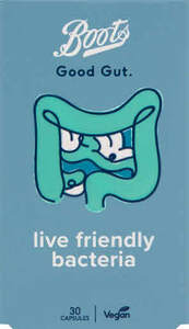 Image for mark UK00004344728 BOOTS GOOD GUT. LIVE FRIENDLY BACTERIA #30 CAPSULES VEGAN