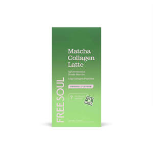 Image for mark UK00004380285 FREESOUL Matcha Collagen Latte 2g Ceremonial Grade Matcha 2.5g Collagen Peptides ORIGINAL FLAVOUR 7 on-the-go sachets 1 serving = 1 espresso 35g | 7x 5g sachets | Food supplement