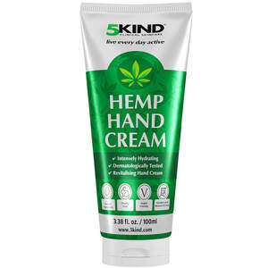 Image for mark UK00004367872 5KIND CLINCAL SKINCARE live every day active HEMP HAND CREAM Intensely Hydrating Dermatologically tested Revitalising Hand Cream Natural Ingredients Cruelty Free Vegan Friendly Paraben and Mineral Oil Free 3.36 fl. Oz. /100ml www.5kind.com