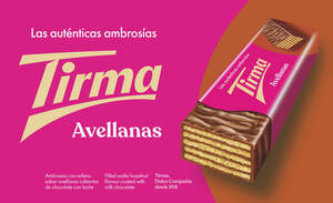 Image for mark UK00004414357 LAS AUT&Eacute;NTICAS AMBROS&Iacute;AS TIRMA LAS AUT&Eacute;NTICAS AMBROS&Iacute;AS AVELLANAS TIRMA AVELLANAS AMBROS&Iacute;AS CON RELLENO FILLED WAFER HAZELNUT TIRMA, SABOR AVELLANAS CUBIERTAS FLAVOUR COATED WITH DULCE COMPA&Ntilde;&Iacute;A DE CHOCOLATE CON LECHE MILK CHOCOLATE DESDE 1941