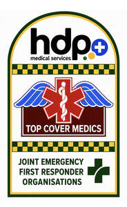 Image for mark UK00004417913 hdp medical services 
Top cover medics  
Joint Emergency First Responder Organisations
