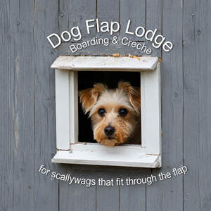 Image for mark UK00004442156 DOG FLAP LODGE BOARDING & CRECHE FOR SCALLYWAGS THAT FIT THROUGH THE FLAP