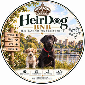 Image for mark UK00004460042 HEIRDOG BNB REAL CARE FOR YOUR BEST FRIEND HAPPY DOGS WALKS HAPPIER DAYS STAYS SITS RIDES DOG WALKING HOME BOARDING PET SITTING DOG TAXI MAIDENHEAD AND SURROUNDING AREAS