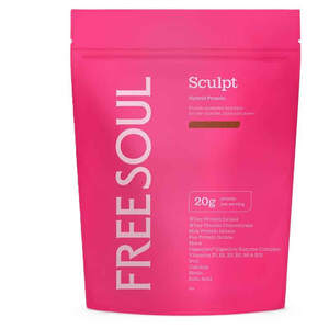 Image for mark UK00004279306_1of2 FREE SOUL Sculpt Hybrid Protein Protein-powered nutrition for her muscles, mind and more** 20g protein per serving Whey Protein Isolate Whey Protein Concentrate Milk Protein Isolate Pea Protein Isolate Maca Digezyme&reg; Digestive Enzyme Complex Vitamins B1, B2, B3, B5, B6 & B12 Iron Calcium Biotin Folic Acid 50g