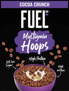 Image for mark UK00004324867_1of2 COCOA CRUNCH FUEL10K&reg; MULTIGRAIN HOOPS HIGH PROTEIN 30% LESS SUGAR HIGH IN FIBRE