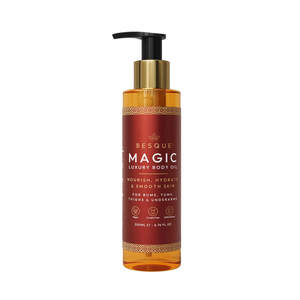 Image for mark UK00004427533_1of1_case_1of6 BESQUE MAGIC LUXURY BODY OIL NOURISH HYDRATE & SMOOTH SKIN FOR BUMS TUMS THIGHS & UNDERARMS