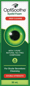 Image for mark UK00004436141 OPTISOOTHE&reg; EYELID FOAM DEEP CLEANSE WITH T-PURE' NATURAL TEA TREE COMPOUND FOR OCULAR SECRETIONS CLEANSING DOUBLE STRENGTH 50 ML