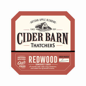 Image for mark UK00004436011 ARTISAN APPLE BLENDING SINCE 1904 CIDER BARN THATCHERS INFUSED WITH NEW OAK CHIPS REDWOOD SOMERSET CIDER CIDER MAKER: SIMON A SMOOTH CIDER WITH A DRY SWEETNESS AND SUBTLE HINT OF VANILLA AROMA